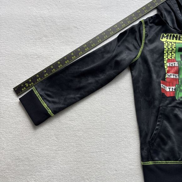 Jumping Beans Boys Minecraft Hoodie Creeper TNT Size 8 Black Warm - Picture 6 of 7